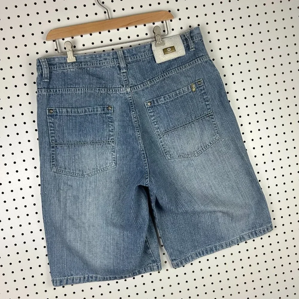 Southpole Baggy Jean Shorts 36 Light Wash Gold Tab Jorts Wide Leg Skate Y2K‎ 90s